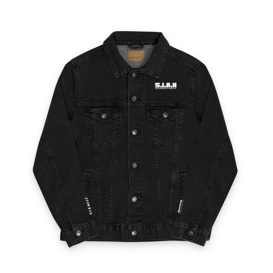 S.I.A.H "Foundation Motto" X "Hustle Orbit" (White Edition) Unisex Denim Jacket (Embroidery)